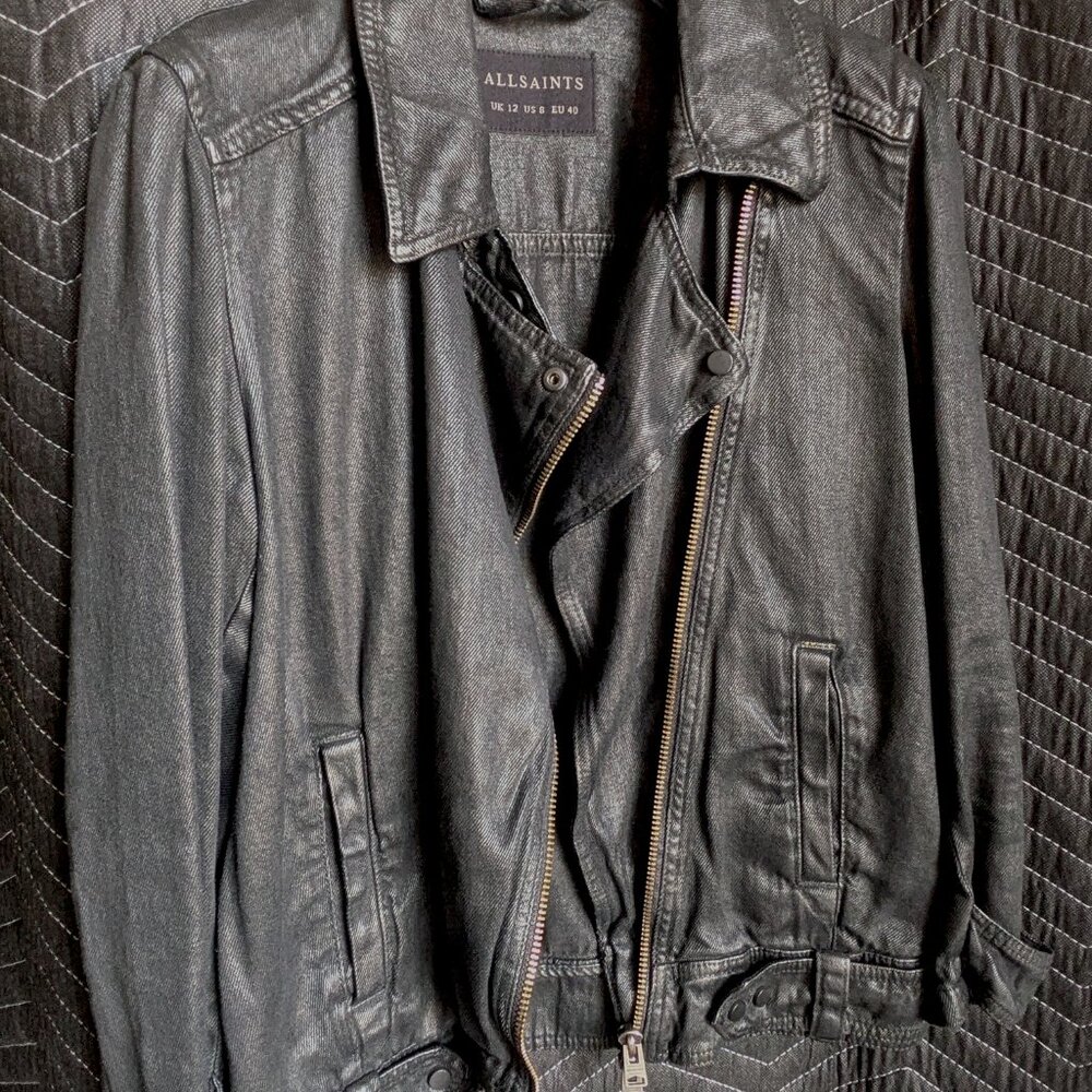 All Saints Black Jean Jacket - Picture 7 of 16